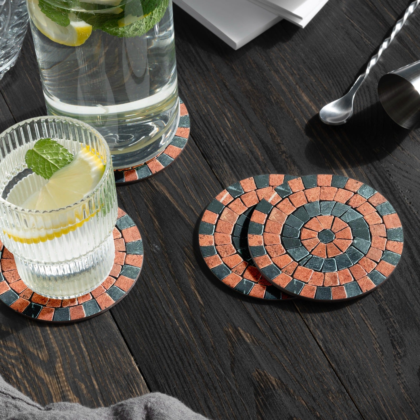 Ruby Noir & Pitch Black Stone Coaster For Economy Home Decor